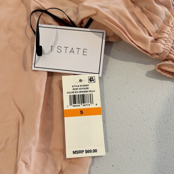 1 State Square Neck Crop Bubble Top. Size S - Picture 3 of 9